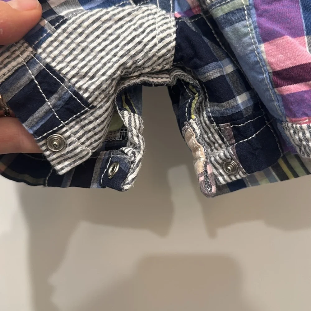 Gymboree Blue White and Pink Madras Romper 6-12 month old baby